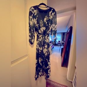 Green, Black and Cream Lane Bryant Midi Dress